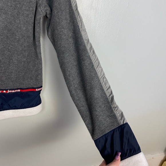 Tommy Jeans Gray Fleece Pullover Top with Trim - Women's Small - Picture 4 of 7
